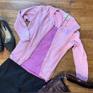 2/$20 Anthropologie cardigan, EUC, soft rose soft knit 100% cotton, S, romantic